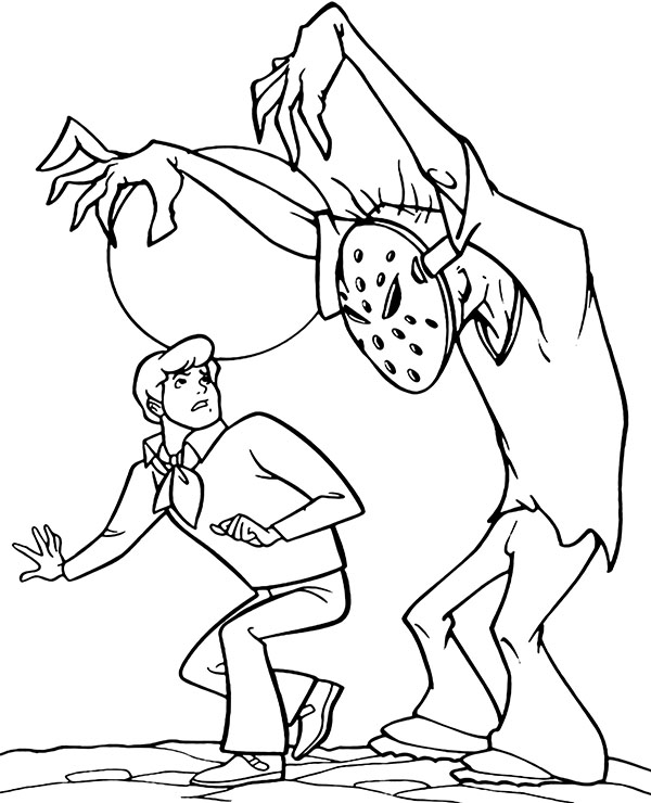 Online coloring book: Fred running away from the monster coloring page